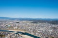 Beautiful scenic view from Gifu Castle on Mount Kinka Kinkazan in Gifu, Japan.