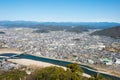 Beautiful scenic view from Gifu Castle on Mount Kinka Kinkazan in Gifu, Japan.