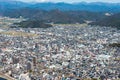 Beautiful scenic view from Gifu Castle on Mount Kinka Kinkazan in Gifu, Japan.