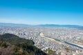 Beautiful scenic view from Gifu Castle on Mount Kinka Kinkazan in Gifu, Japan.