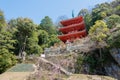 Three Storied Pagoda at Gifu Park in Gifu, Japan. The Pagoda originally built in 1917