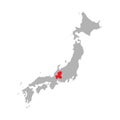 Gifu prefecture highlighted on the map of Japan