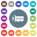 Gigabit ethernet network controller flat white icons on round color backgrounds