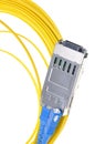 Gigabit Interface Converter with fiber cable Royalty Free Stock Photo