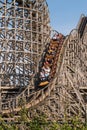 Gigabtic wooden roller coaster at Toverland theme park