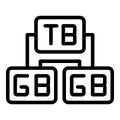 Gigabyte memory icon outline vector. Data camera Royalty Free Stock Photo