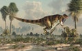 Giganotosaurus Hunting in a Watery Lowland Royalty Free Stock Photo
