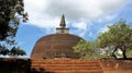 Ruins big and tall brown brick buddhist pagoda