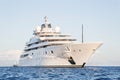 Gigantic big and large luxury mega or super motor yacht on the o