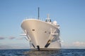 Gigantic big and large luxury mega or super motor yacht on the o