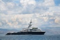 Gigantic big and large luxury mega yacht with helicopter landing Royalty Free Stock Photo