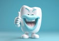 Gigantic Cartoon Tooth with Thumbs Up in Realistic Style. Perfect for Dental Clinics.