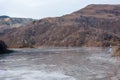 Gigantic decantation pond and toxic waste waters and mud from a copper mine