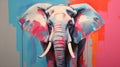 Gigantic Elephant Painting With Bold Colors And Expressive Brushwork