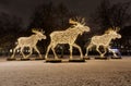 Gigantic elk or moose christmas decoration made of led light Royalty Free Stock Photo