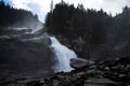 Gigantic masses of water on a rainy day at the `Krimml Waterfalls`