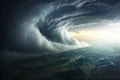 Gigantic powerful tornado passing through lowland Royalty Free Stock Photo