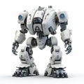 Gigantic Scale Military Robot 3d Rendering On White Background