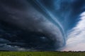 Gigantic shelf cloud of aproaching storm Royalty Free Stock Photo