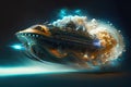 Gigantic spaceship travel into a quantum world