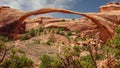 Gigantic stone arch, the longest arch in de world. The Landscape Arch in Arches National Park, Utah