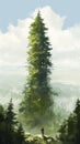 Gigantic Tower Of Trees: A Breathtaking Speedpainting In Vancouver School Style