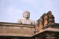 A gigiantic monolithic statue of Bahubali, also known as Gomateshwara, Vindhyagiri Hill, Shravanbelgola, Karnataka. View from the Royalty Free Stock Photo