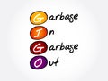 GIGO - Garbage In Garbage Out acronym, technology concept background