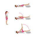 Giirl is training at home. Stretching the muscles of the legs and spine. Isolated on a white background