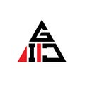 GIJ triangle letter logo design with triangle shape. GIJ triangle logo design monogram. GIJ triangle vector logo template with red Royalty Free Stock Photo