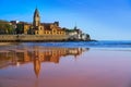 Gijon beach San Lorenzo San Pedro church Asturias Royalty Free Stock Photo