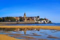 Gijon beach San Lorenzo San Pedro church Asturias