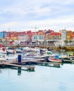 Gijon citycsape, boats, marina, Spain