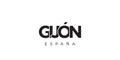 Gijon in the Spain emblem. The design features a geometric style, vector illustration with bold typography in a modern font. The