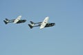 Gijon, Spain - July 24, 2022. Quixote Patrol, Two Cessna 337 Skymaster aircraft flying togheter during Gijon International Air