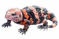 Gila monster,  Pastel-colored, in hand-drawn style, watercolor, isolated on white background Royalty Free Stock Photo