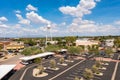 Gilbert, Arizona, USA. Suburb of Phoenix. Drone rises over parking lot.