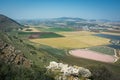 Panoramic view on the valley from mountain ridge