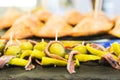 Gilda pinchos with olives and anchovies tapas from Spain Royalty Free Stock Photo