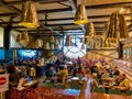 Gilde decor of busy cafe in the Musee d`Orsay, Paris, France