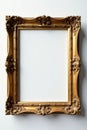 Gilded antique picture frame, crisp white backdrop , old frame, pattern Royalty Free Stock Photo