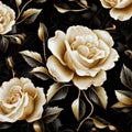 Gilded Beauty, The Golden Rose Pattern on black background