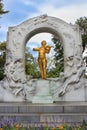 Gilded bronze monument of Johann Strauss in Stadtpark in Vienna Royalty Free Stock Photo