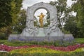 Gilded bronze monument of Johann Strauss in Stadtpark in Vienna Royalty Free Stock Photo