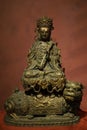 Gilded bronze statue of Manjusri Bodhisattva - Xi Xia Royalty Free Stock Photo