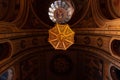 Gilded in 22-carat gold chandelier and Dome of Orthodox Metropolitan Cathedral with specific depiction of Christ - Pantocrator