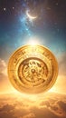 Gilded Compass of Time and Destiny. Astral Geometry. Generated Image Royalty Free Stock Photo