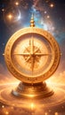 Gilded Compass of Time and Destiny. Astral Geometry. Generated Image Royalty Free Stock Photo
