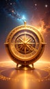 Gilded Compass of Time and Destiny. Astral Geometry. Generated Image Royalty Free Stock Photo