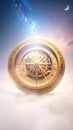 Gilded Compass of Time and Destiny. Astral Geometry. Generated Image Royalty Free Stock Photo